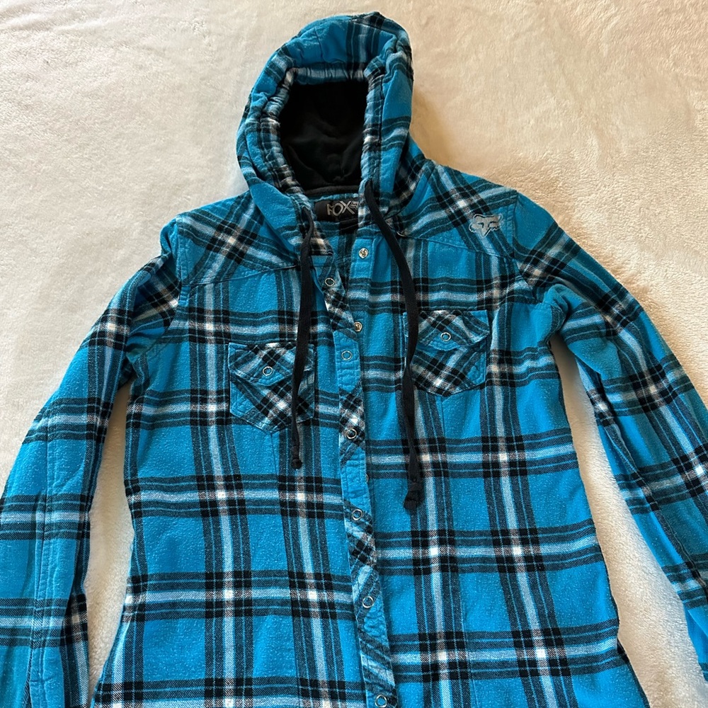 Women’s small snap plaid Fox racing flannel